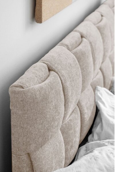 Letto matrimoniale imbottito beige con rete inclusa 180x200 cm Eve – Miuform