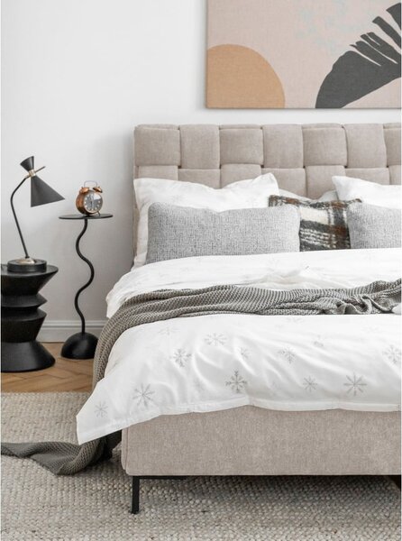 Letto matrimoniale imbottito beige con rete inclusa 180x200 cm Eve – Miuform