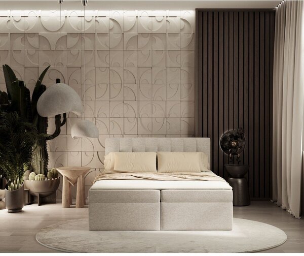Letto boxspring beige con contenitore 160x200 cm Novento - Maison de Rêve