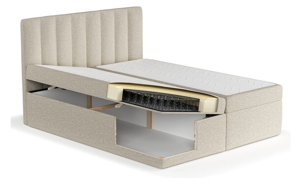 Letto boxspring beige con contenitore 160x200 cm Novento - Maison de Rêve