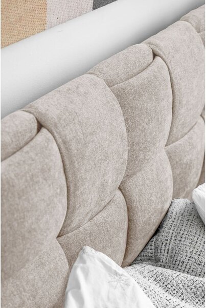 Letto matrimoniale imbottito beige con rete inclusa 180x200 cm Eve – Miuform