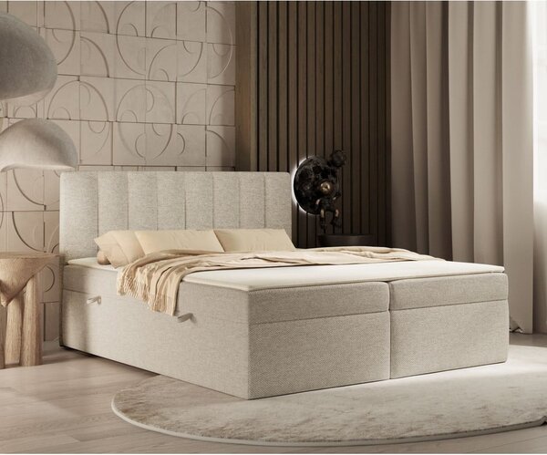 Letto boxspring beige con contenitore 160x200 cm Novento - Maison de Rêve