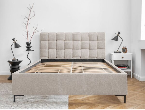 Letto matrimoniale imbottito beige con rete inclusa 180x200 cm Eve – Miuform