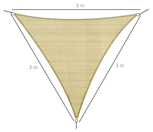 Outsunny Tenda da Sole per Esterni Triangolare Impermeabile Anti-Raggi UV in HDPE, Vela Parasole 3x3x3m, Tenda Parasole, Ottone | Aosom Italy