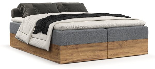 Letto boxspring con contenitore in colore grigio-naturale 180x200 cm Faro - Maison de Rêve