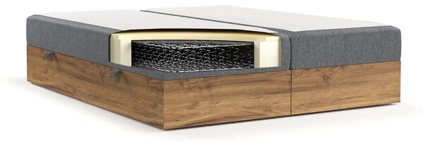 Letto boxspring con contenitore in colore grigio-naturale 180x200 cm Faro - Maison de Rêve