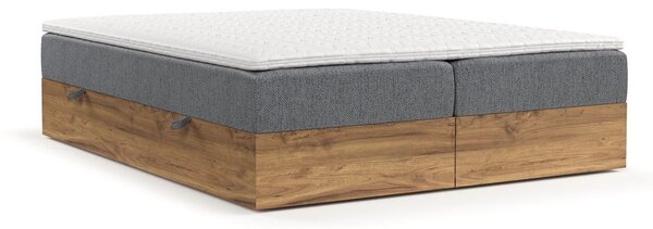 Letto boxspring con contenitore in colore grigio-naturale 180x200 cm Faro - Maison de Rêve