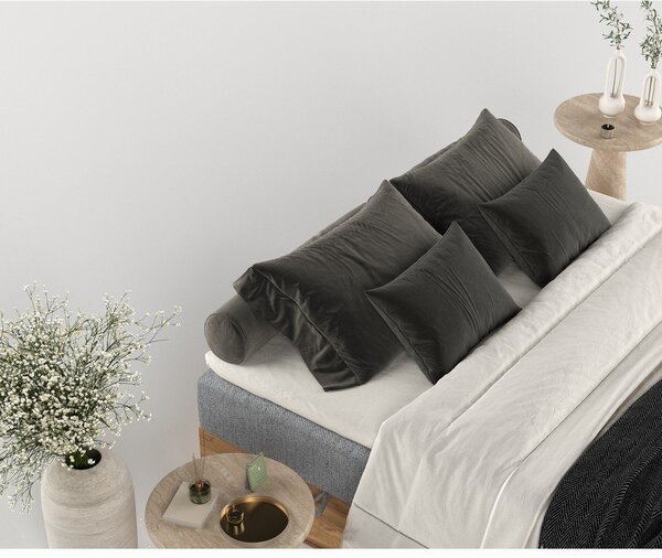 Letto boxspring con contenitore in colore grigio-naturale 180x200 cm Faro - Maison de Rêve