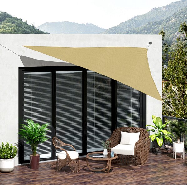 Outsunny Tenda da Sole per Esterni Triangolare Impermeabile Anti-Raggi UV in HDPE, Vela Parasole 3x3x3m, Tenda Parasole, Ottone | Aosom Italy