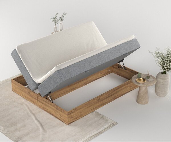 Letto boxspring con contenitore in colore grigio-naturale 180x200 cm Faro - Maison de Rêve