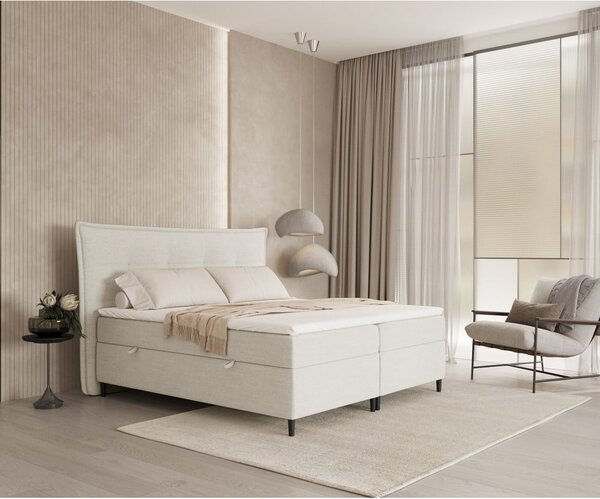 Letto boxspring crema con contenitore 180x200 cm Sinai - Maison de Rêve