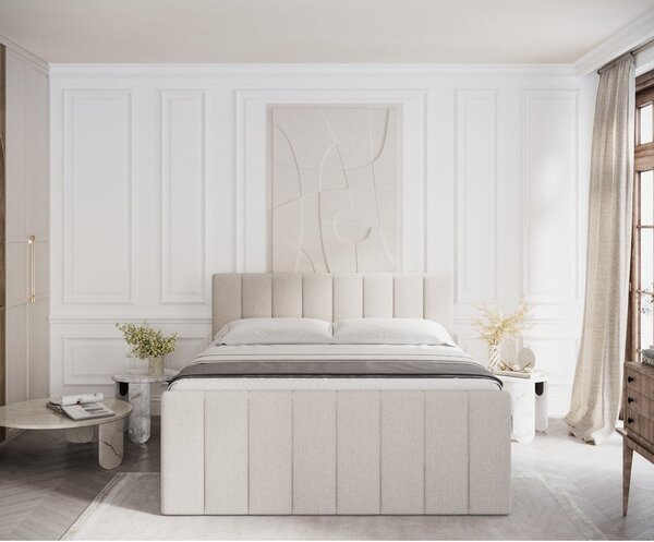 Letto boxspring beige con contenitore 180x200 cm Ruby - Maison de Rêve