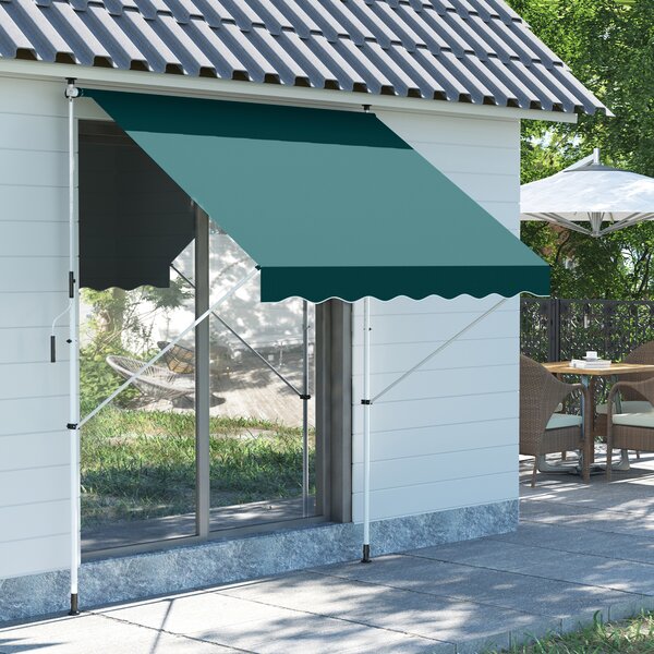 Outsunny Tenda da Sole a Rullo con Manovella da Esterno, Altezza e Angolazione Regolabile, 200x150cm, Verde | Aosom Italy