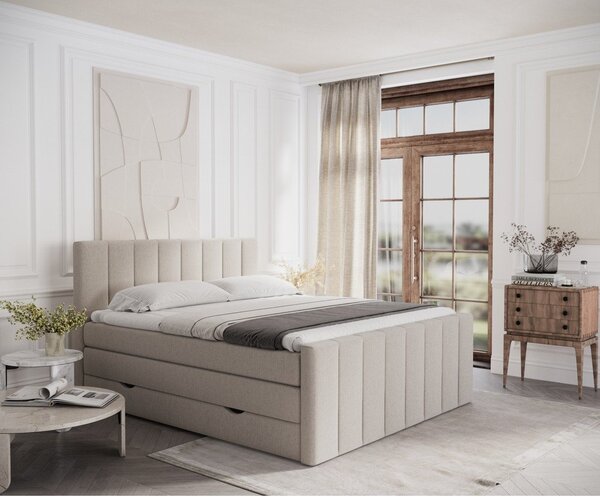 Letto boxspring beige con contenitore 180x200 cm Ruby - Maison de Rêve