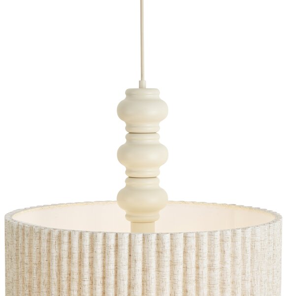 Lampada a sospensione Japandi beige con paralume in lino 3 luci - Fedde