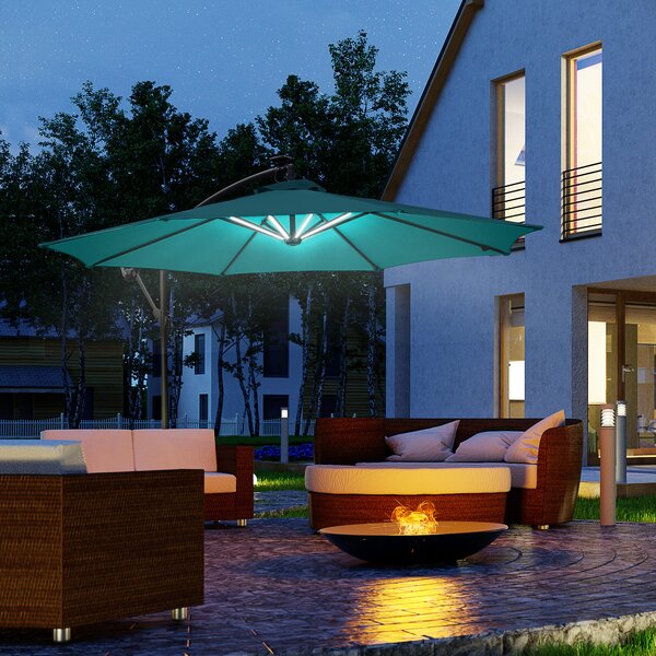 Outsunny Ombrellone Da Giardino 3x2.5 M A Braccio Inclinabile Con Manovella Beige 79073524