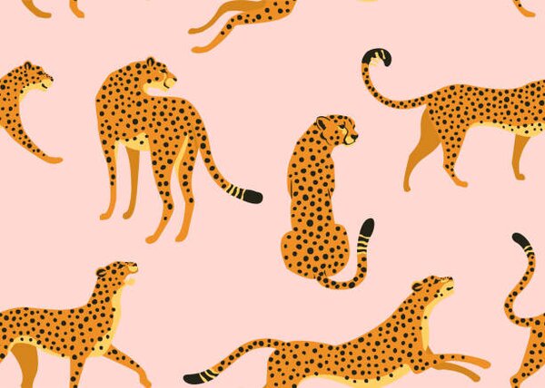 Fotografia Leopard pattern with tropical leaves Vector, Angelina Bambina