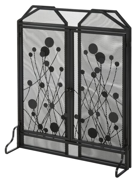 HOMCOM Parascintille Camino Pieghevole con tre pannelli incernieratin e 2 Porte a Chiusura Magnetica, Acciaio e Metallo, 125x80cm | Aosom Italy
