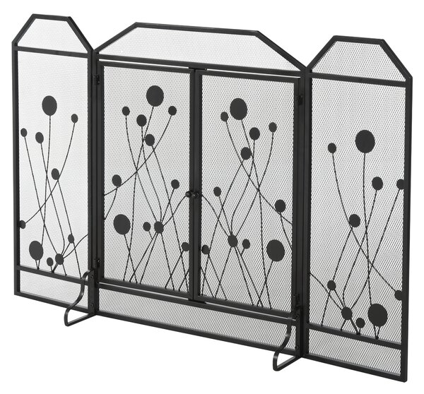 HOMCOM Parascintille Camino Pieghevole con tre pannelli incernieratin e 2 Porte a Chiusura Magnetica, Acciaio e Metallo, 125x80cm | Aosom Italy