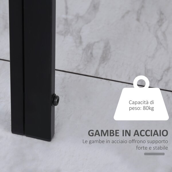 HOMCOM Tavolo da Cucina per 4 Persone in Metallo e Vetro Temperato, 120x60x75 cm, Nero