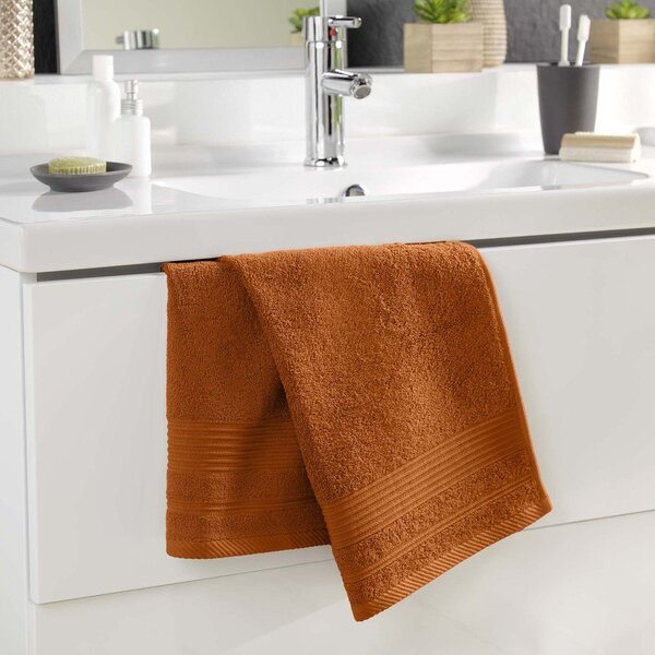 Asciugamano tipo terry color terracotta in cotone 50x90 cm Tendresse – douceur d'intérieur