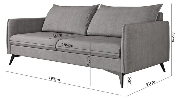 Divano grigio 199 cm Juli Bis - Ropez