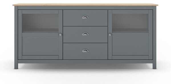 Cassettiera verde polveroso in pino massiccio 180x80x40 cm Misti – Marckeric