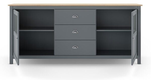 Cassettiera verde polveroso in pino massiccio 180x80x40 cm Misti – Marckeric