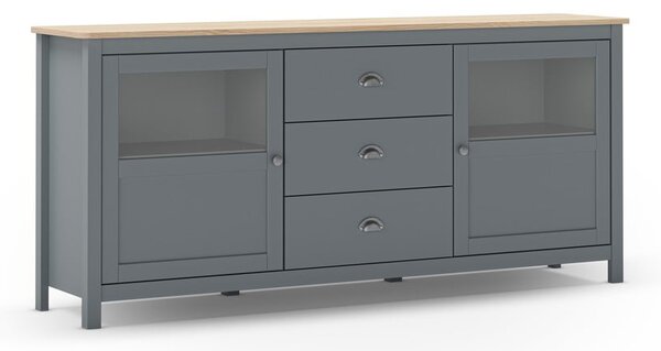 Cassettiera verde polveroso in pino massiccio 180x80x40 cm Misti – Marckeric