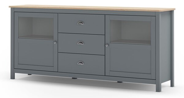 Cassettiera verde polveroso in pino massiccio 180x80x40 cm Misti – Marckeric