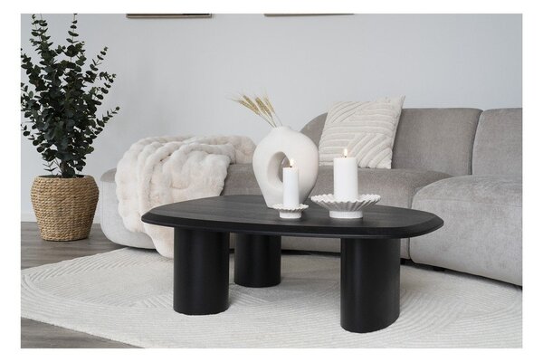 Tavolino nero con piano effetto frassino 78x96 cm Tirano - House Nordic