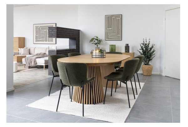 Tavolo da pranzo rotondo allungabile con piano effetto rovere ø 120 cm Osaka - House Nordic