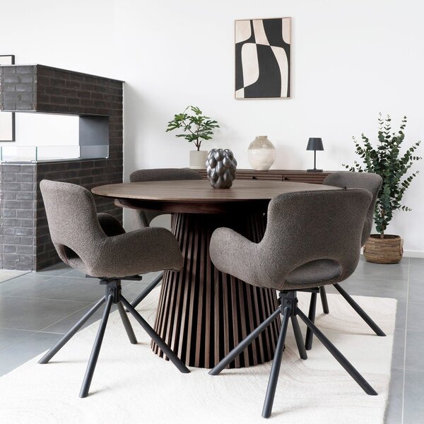 Tavolo da pranzo rotondo allungabile con piano effetto rovere ø 120 cm Osaka - House Nordic