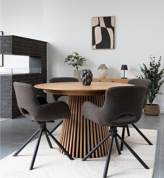 Tavolo da pranzo rotondo allungabile con piano effetto rovere ø 120 cm Osaka - House Nordic