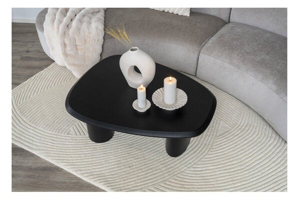 Tavolino nero con piano effetto frassino 78x96 cm Tirano - House Nordic