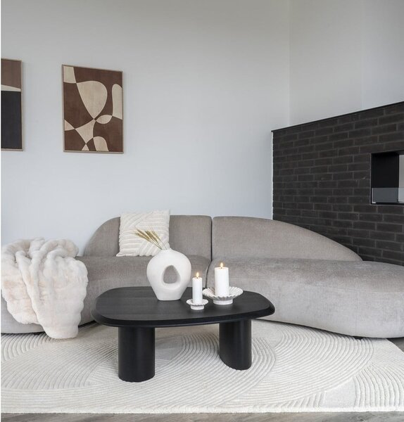 Tavolino nero con piano effetto frassino 78x96 cm Tirano - House Nordic