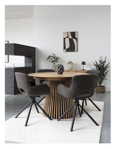 Tavolo da pranzo rotondo allungabile con piano effetto rovere ø 120 cm Osaka - House Nordic