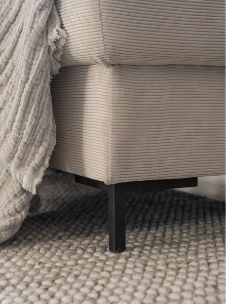 Divano letto angolare in velluto a coste beige (angolo destro) Lofty Lilly - Miuform