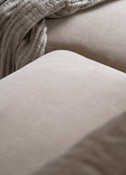 Divano letto angolare in velluto a coste beige (angolo destro) Lofty Lilly - Miuform