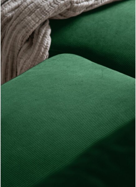 Divano letto in velluto a coste verde scuro (angolo sinistro) Lofty Lilly - Miuform
