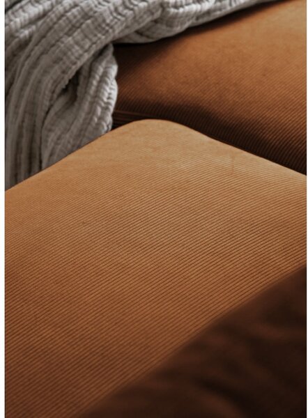 Divano letto in velluto a coste arancio-marrone (angolo destro) Lofty Lilly - Miuform