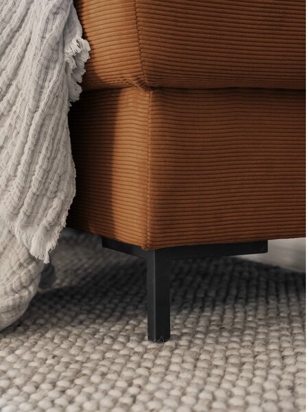 Divano letto in velluto a coste arancio-marrone (angolo destro) Lofty Lilly - Miuform