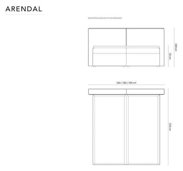 Letto boxspring in grigio chiaro con contenitore 180x200 cm Arendal – Cosmopolitan Design