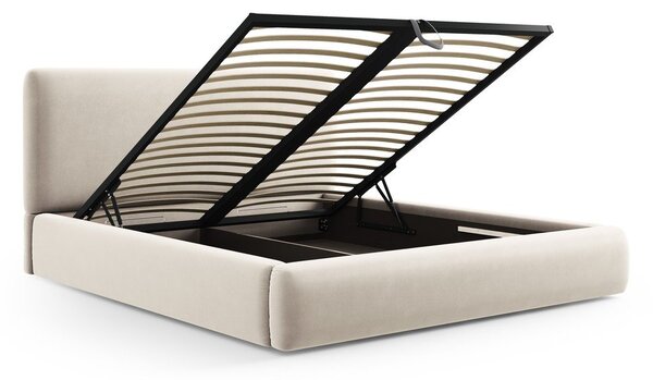 Letto matrimoniale imbottito beige con contenitore e doghe 180x200 cm Colonel - Cosmopolitan Design