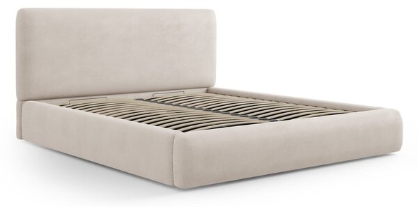 Letto matrimoniale imbottito beige con vano contenitore e doghe 160x200 cm Colonel - Cosmopolitan Design