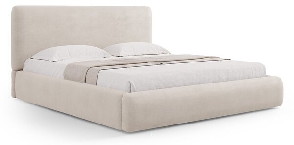 Letto matrimoniale imbottito beige con vano contenitore e doghe 160x200 cm Colonel - Cosmopolitan Design