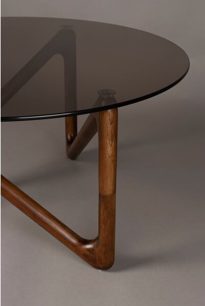 Tavolino da salotto rotondo marrone con piano in vetro ø 80 cm Naia – Dutchbone