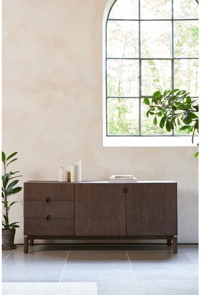 Cassettiera bassa marrone scuro effetto rovere 160x73 cm Arun - Unique Furniture