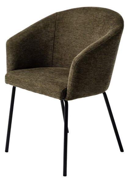 Sedia da pranzo color kaki in imbottito con braccioli Easton – Unique Furniture