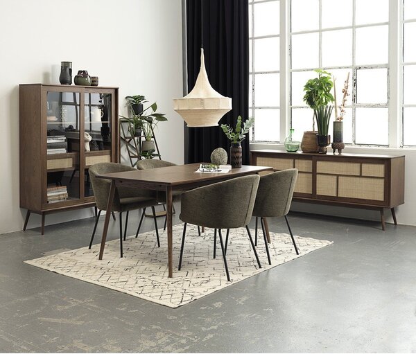 Sedia da pranzo color kaki in imbottito con braccioli Easton – Unique Furniture
